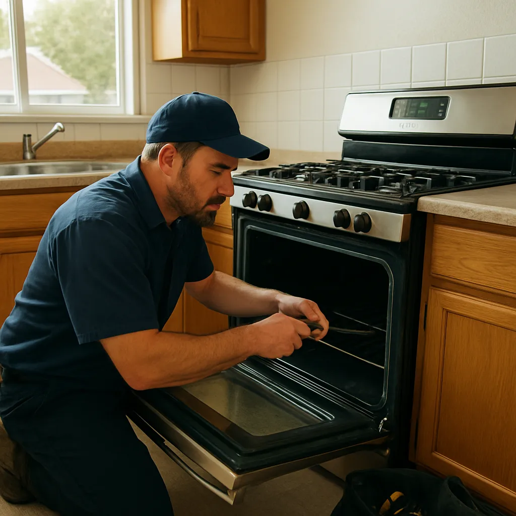 Oven, Stove & Range Repair technician working in an Amarillo home
